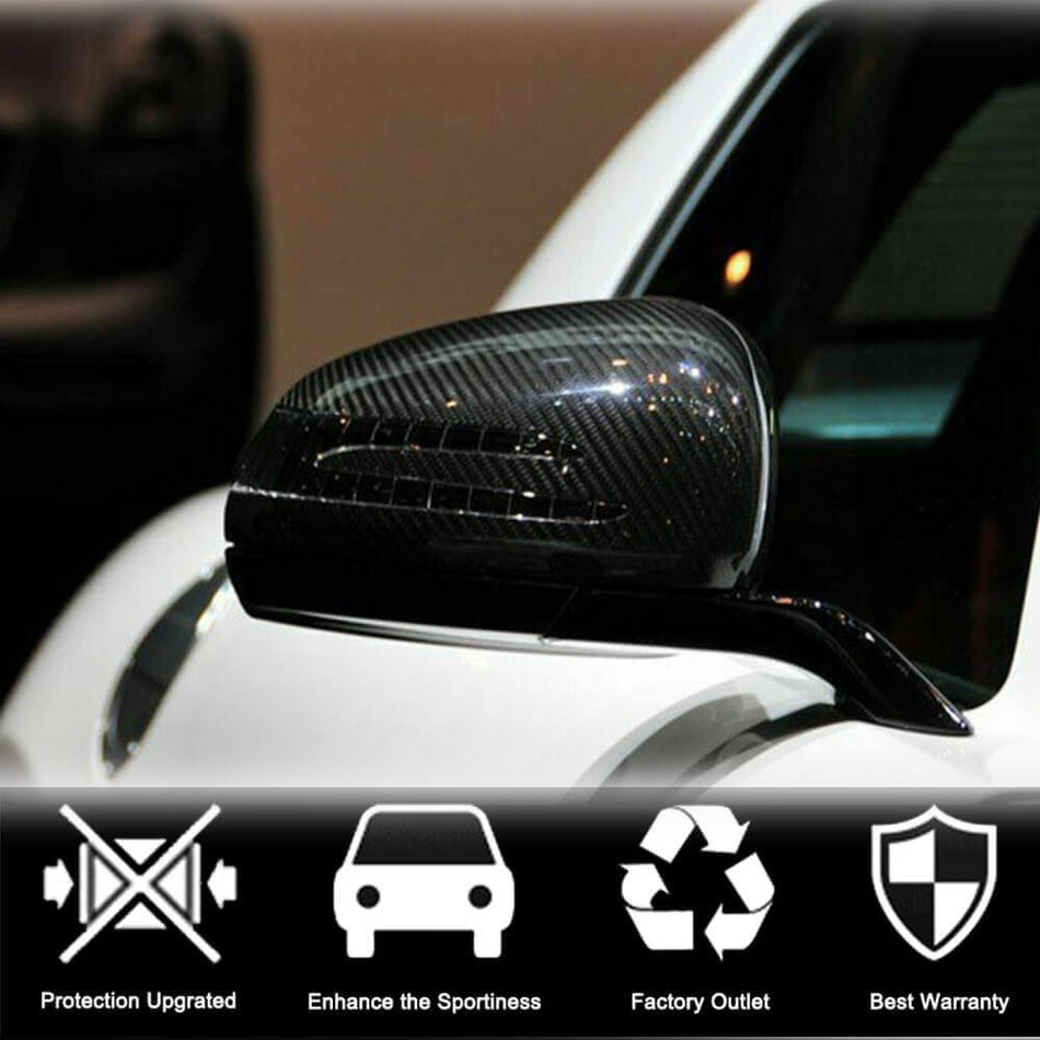 For Mercedes Benz AMG GT SLK R172 SLC SL Dry Carbon Fiber Side Rearview Mirror Cover Caps Pair