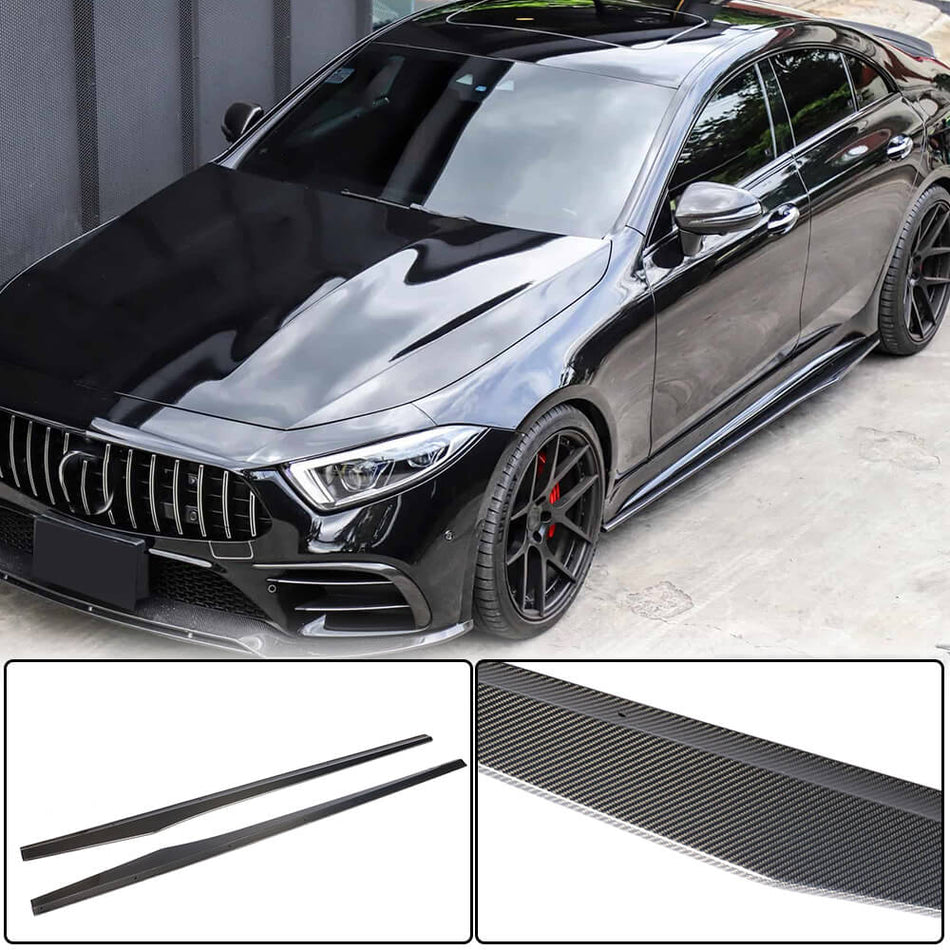 For Mercedes Benz C257 Sport CLS53 AMG Carbon Fiber Side Skirts Door Rocker Panels Extension Lip