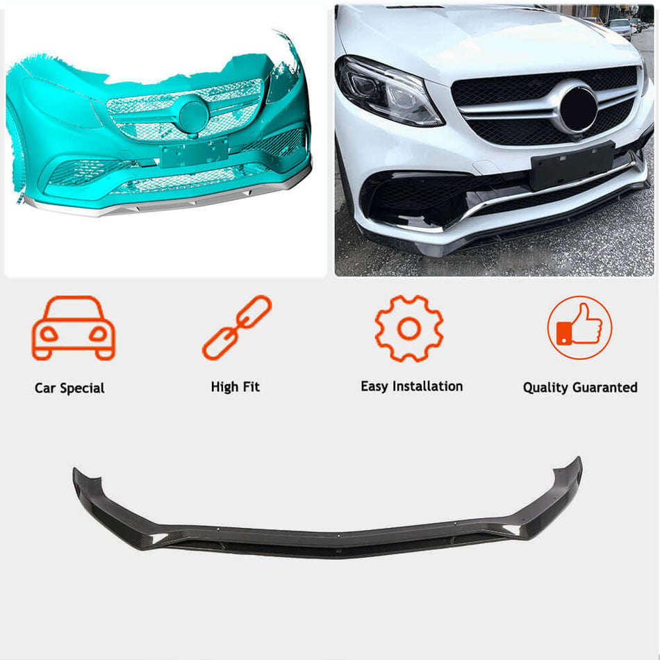 For Mercedes Benz GLE Class C292 GLE63 AMG Carbon Fiber Front Bumper Lip Chin Spoiler Wide Body Kit