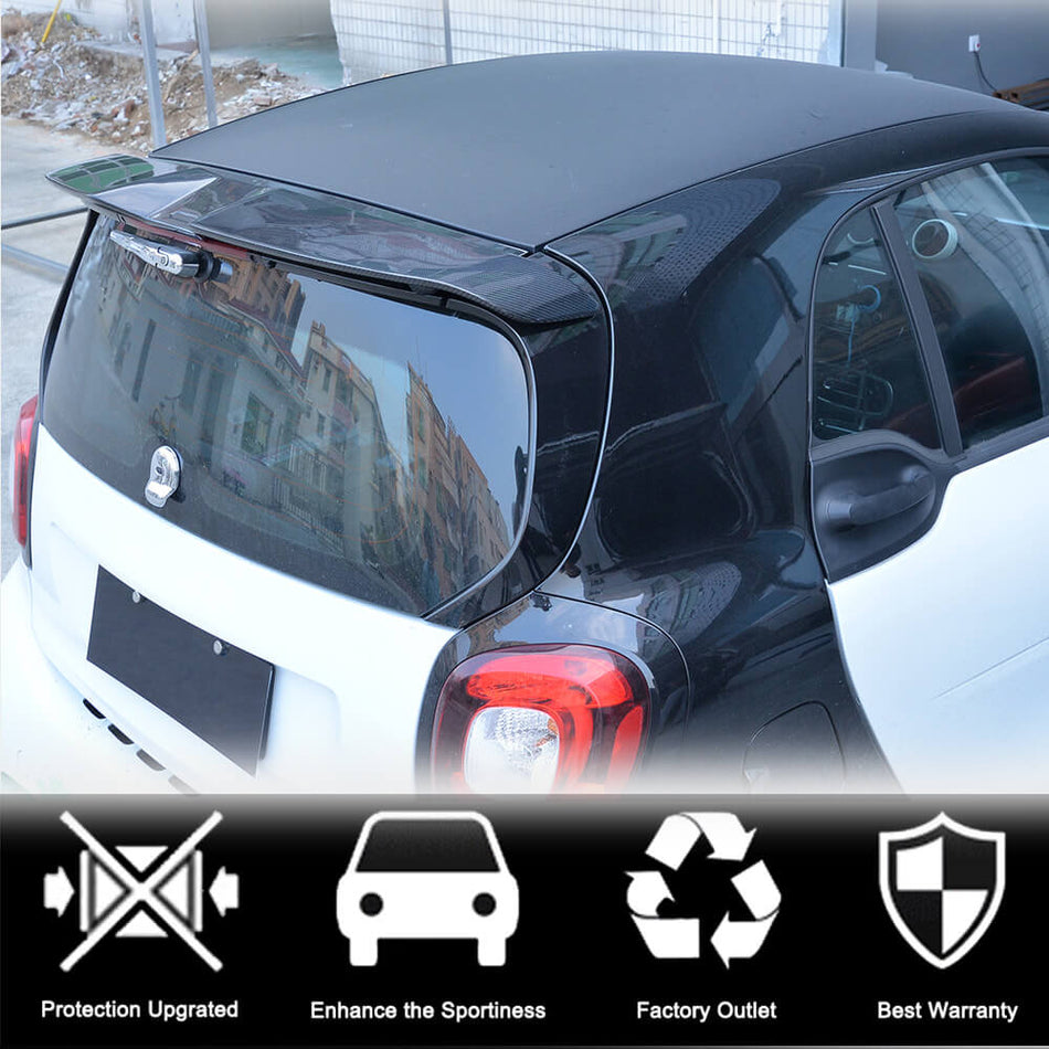 For Mercedes Benz Smart Fortwo Carbon Fiber Rear Roof Spoiler Window Wing Lip