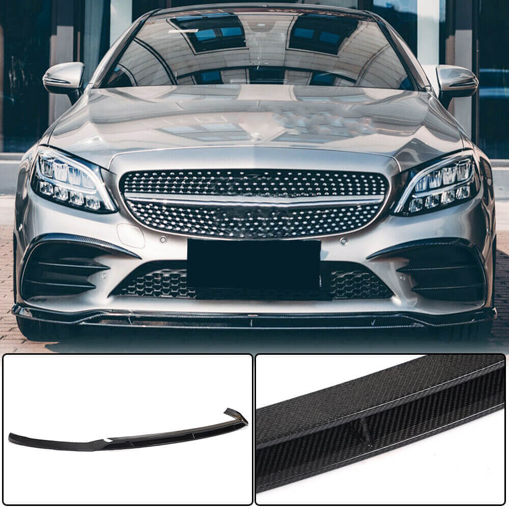 Mercedes Benz W205 C205 A205 C43 AMG Facelift 2019-2021 Front Bumper Lip Carbon Fiber Mercedes Benz W205 C205 A205 C43 AMG Facelift 2019-2021 Front Bumper Lip Carbon Fiber