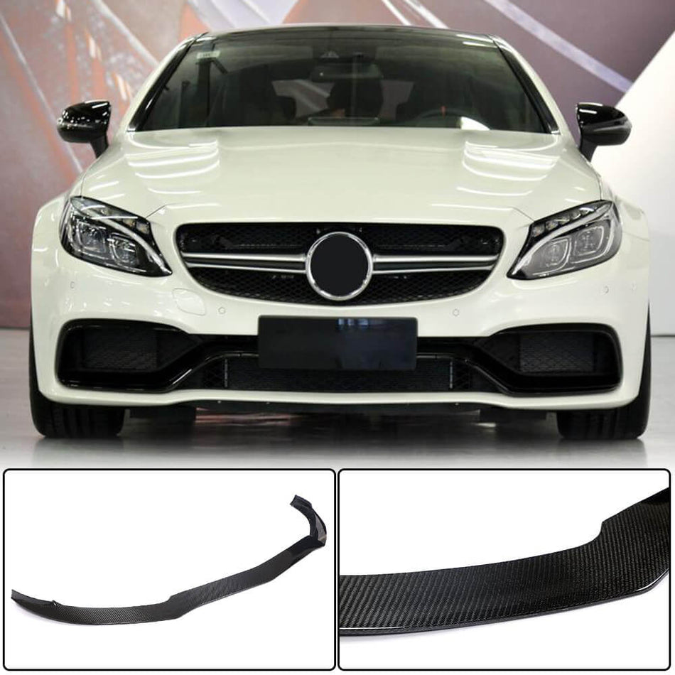 For Mercedes Benz (W205) C205 A205 C63 S AMG Pre-facelift Carbon Fiber Front Bumper Lip Spoiler
