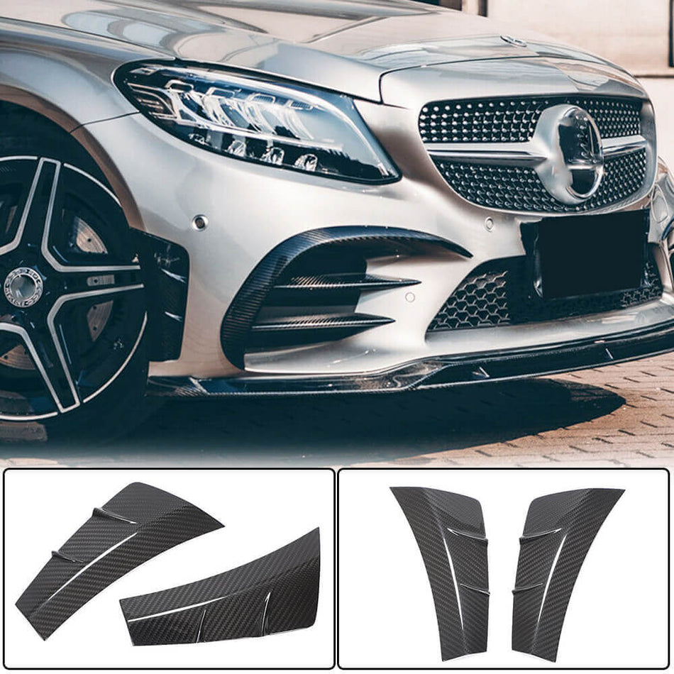 For Mercedes Benz W205 C205 A205 Sport C43 AMG Facelift Carbon Fiber Side Canard Air Fender Vent Cover Trims