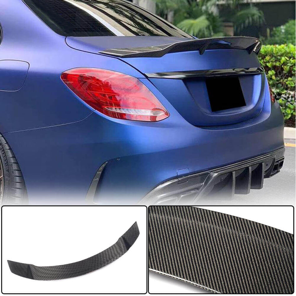 For Mercedes Benz C Class W205 Carbon Fiber Rear Trunk Spoiler Boot Wing Lip | C180 C200 C250 C300 C350 C400 C450 C63 S AMG