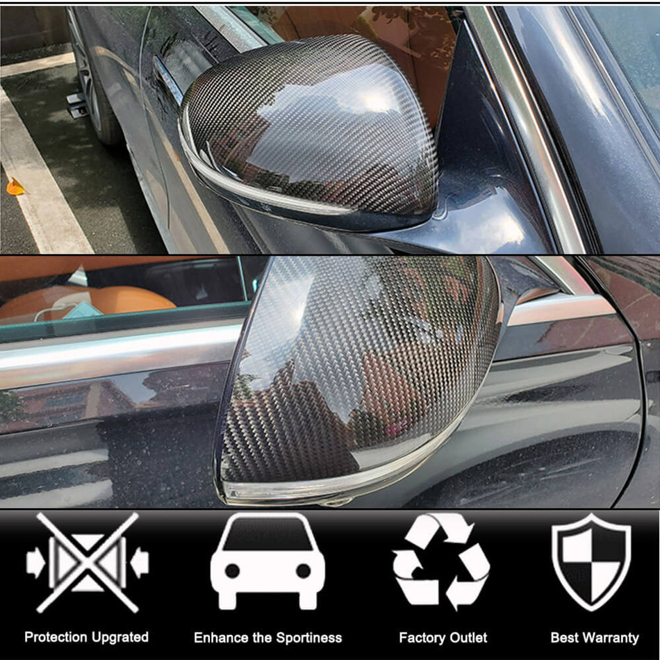 For Mercedes Benz W206 W223 Sedan 4-Door Dry Carbon Fiber Replacement Side Mirror Cover Caps LHD Pair | C200 C300 C43 C63