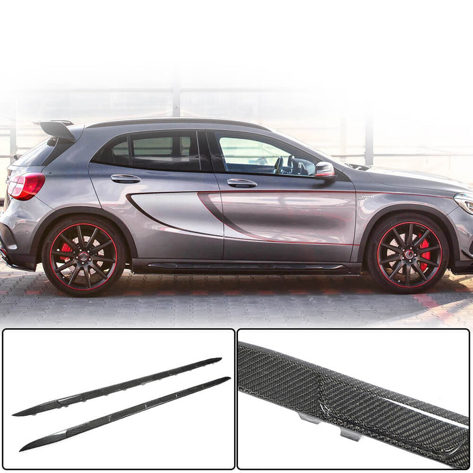 For Mercedes Benz X156 GLA45 AMG Pre-facelift Carbon Fiber Side Skirts Door Rocker Panels Extension Lip