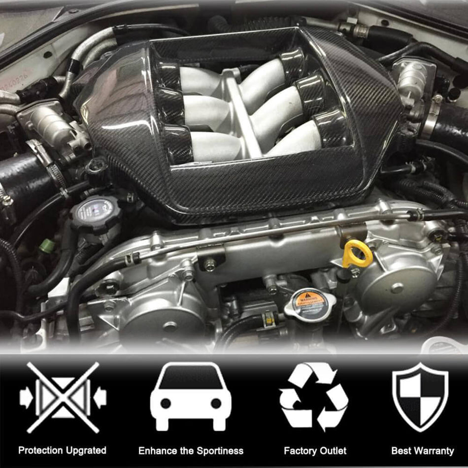 For Nissan GTR R35 Dry Carbon Fiber Car Engine Cover Interior Accessories