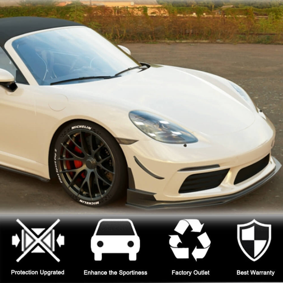 For Porsche 718 (982) Boxster Cayman Carbon Fiber Front Bumper Lip Spoiler Wide Body Kit
