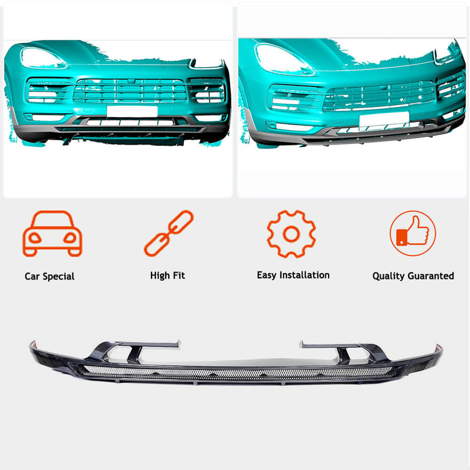 For Porsche Cayenne 2018-2021 Carbon Fiber Front Bumper Lip Chin Spoiler Wide Body Kit