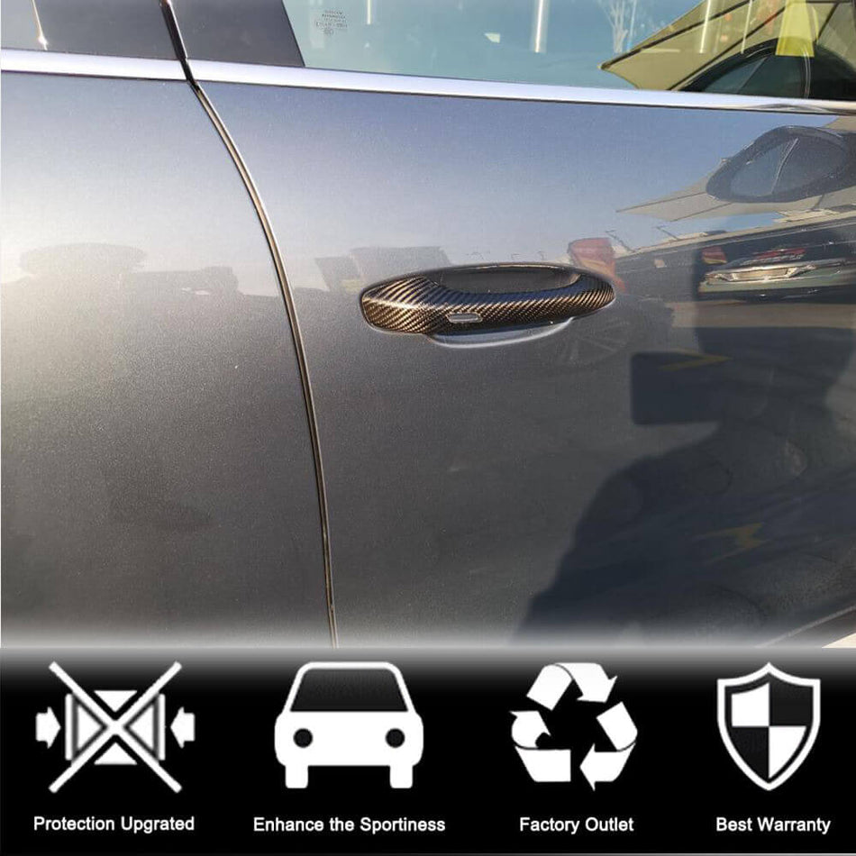 For Porsche Cayenne 2018-2021 Dry Carbon Fiber Door Handle Cover Trim with Smart Hole