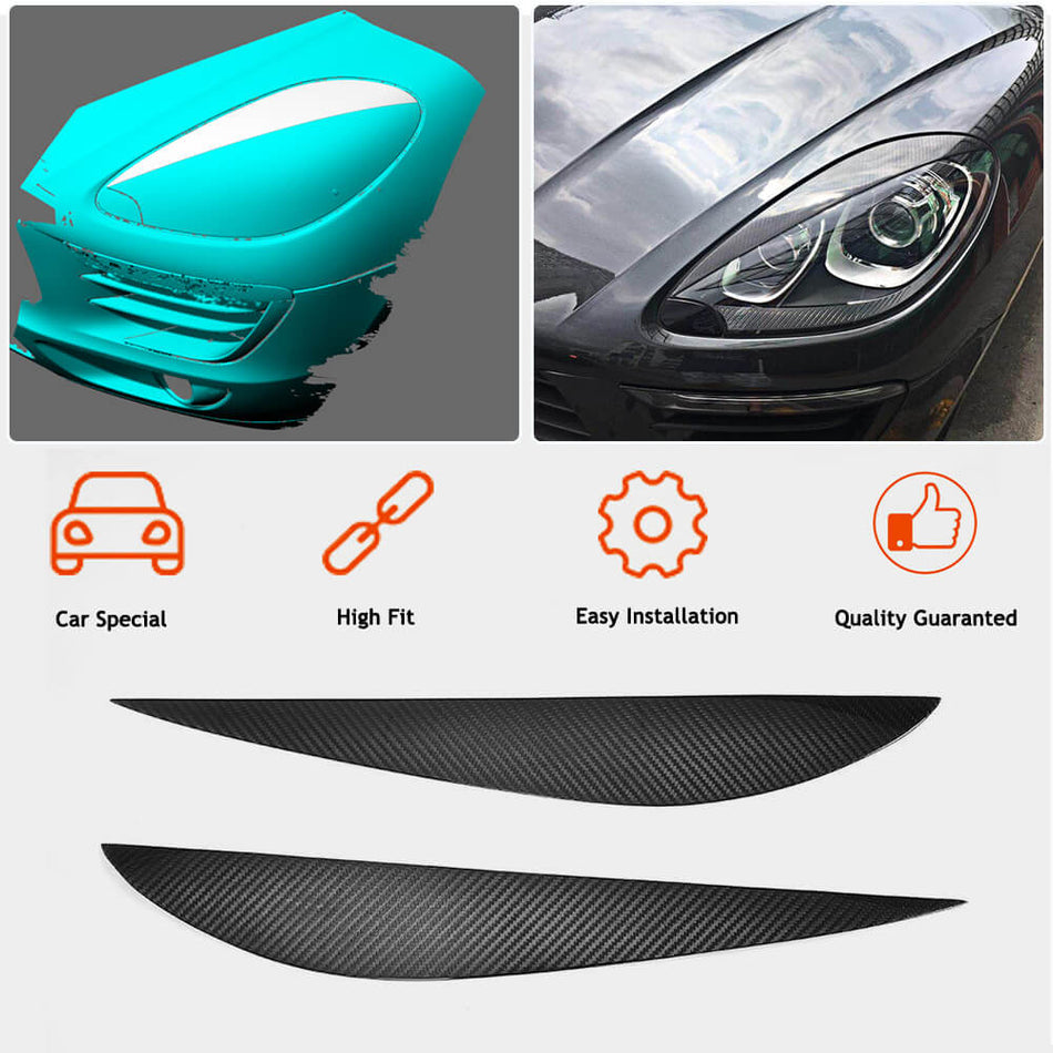 For Porsche Macan Dry Carbon Fiber Headlight Eyebrows Lamp Eyelids Exterior Accessories
