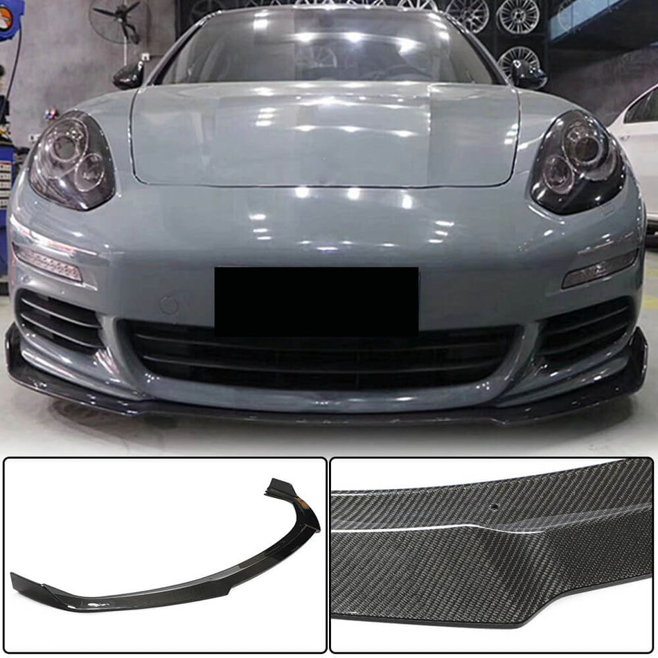 For Porsche Panamera 970 Facelift Carbon Fiber Front Bumper Lip Chin Spoiler Wide Body Kit