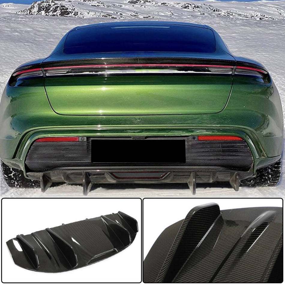 For Porsche Taycan 9J1 Base/4/4S Dry Carbon Fiber Rear Bumper Diffuser Cover