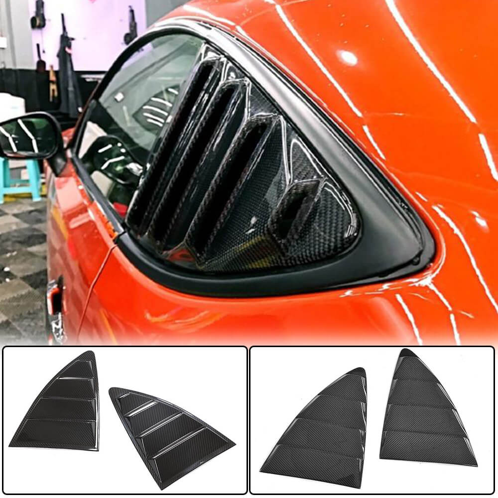 V3 Carbon Fiber Style Side Window Louver Scoop Covers For Corvette C7 2014-2019