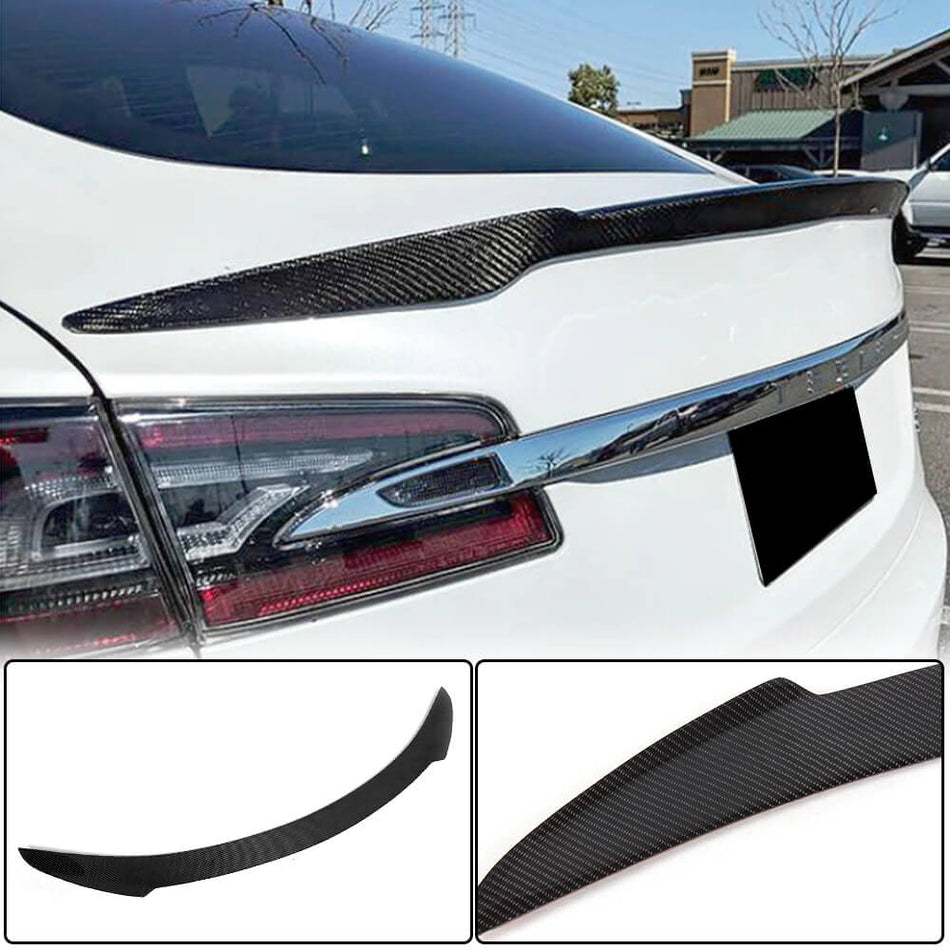 For Tesla Model S 2012-2022 Carbon Fiber Rear Trunk Spoiler Boot Wing Lip Car Spoiler