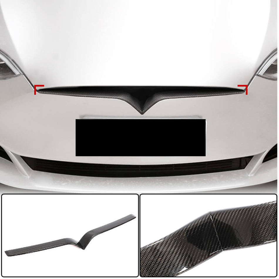 For Tesla Model S Carbon Fiber Grill Front Hood Billet Racing Center Grille Frame Trim Cover