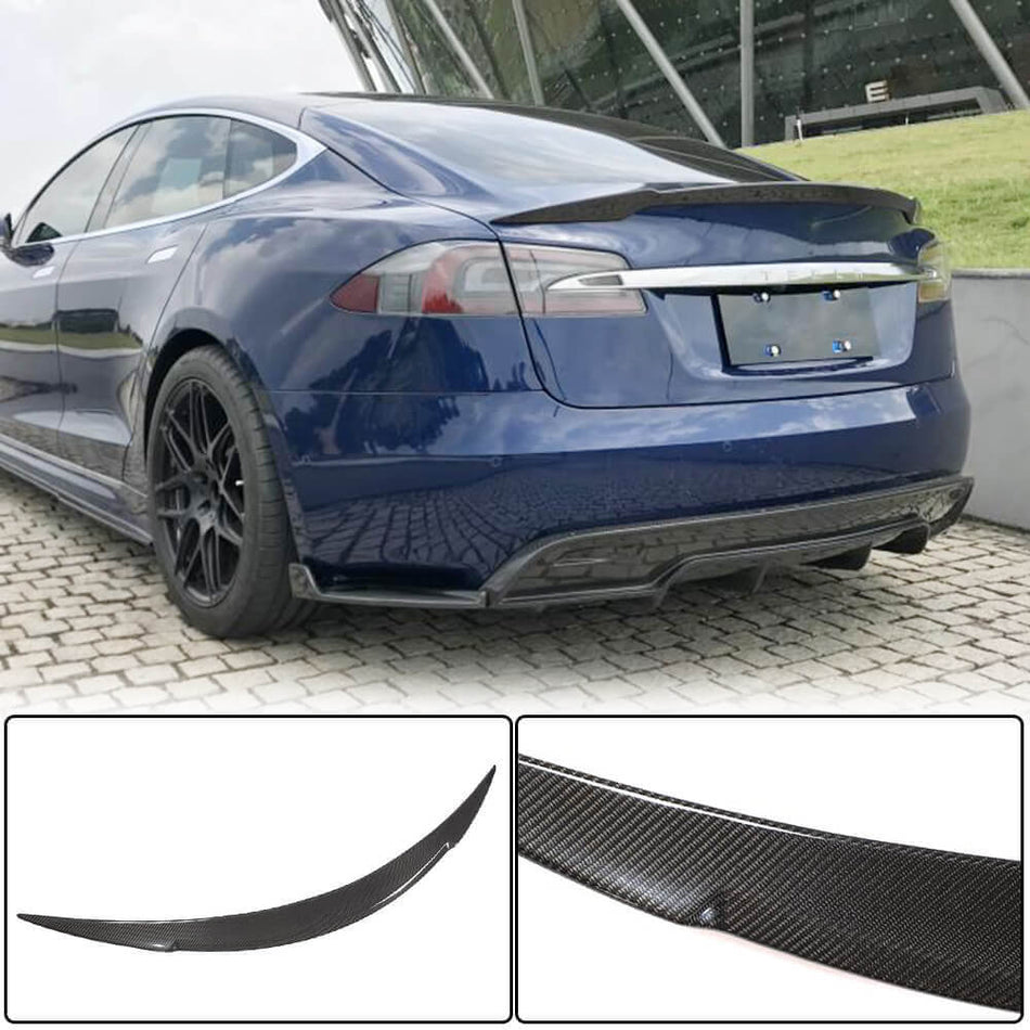 For Tesla Model S 2012-2020 Carbon Fiber Rear Trunk Spoiler Boot Wing Lip Car Spoiler