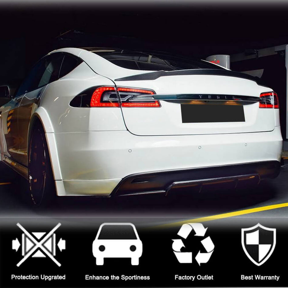 For Tesla Model S 2012-2020 Carbon Fiber Rear Trunk Spoiler Boot Wing Lip Car Spoiler
