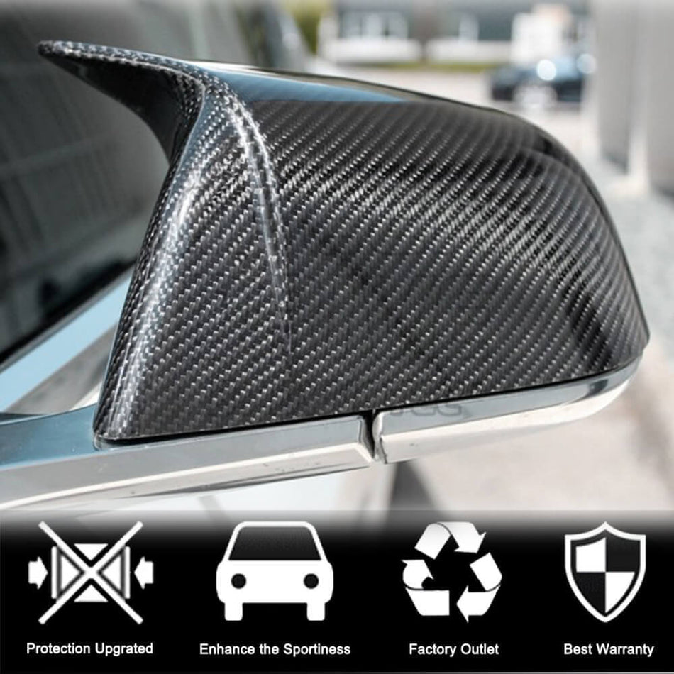 For Tesla Model Y Dry Carbon Fiber Add-on Side Rearview Mirror Cover Caps LHD Pair