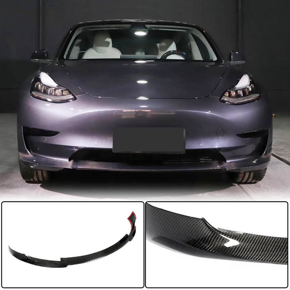 For Tesla Model 3 Carbon Fiber Front Bumper Lip Spoiler Splitter Wide Body Kit