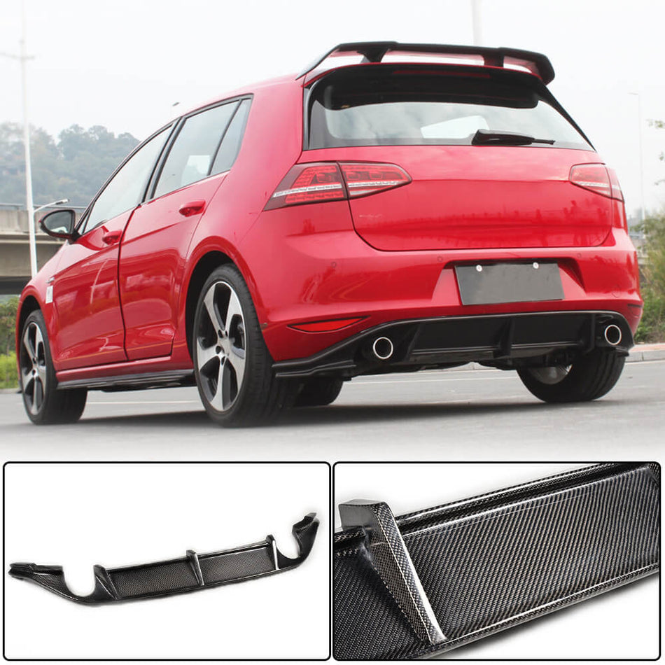 For Volkswagen VW Golf 7 MK7 Standard/GTI Carbon Fiber Rear Bumper Diffuser Valance Lip Wide Body Kit