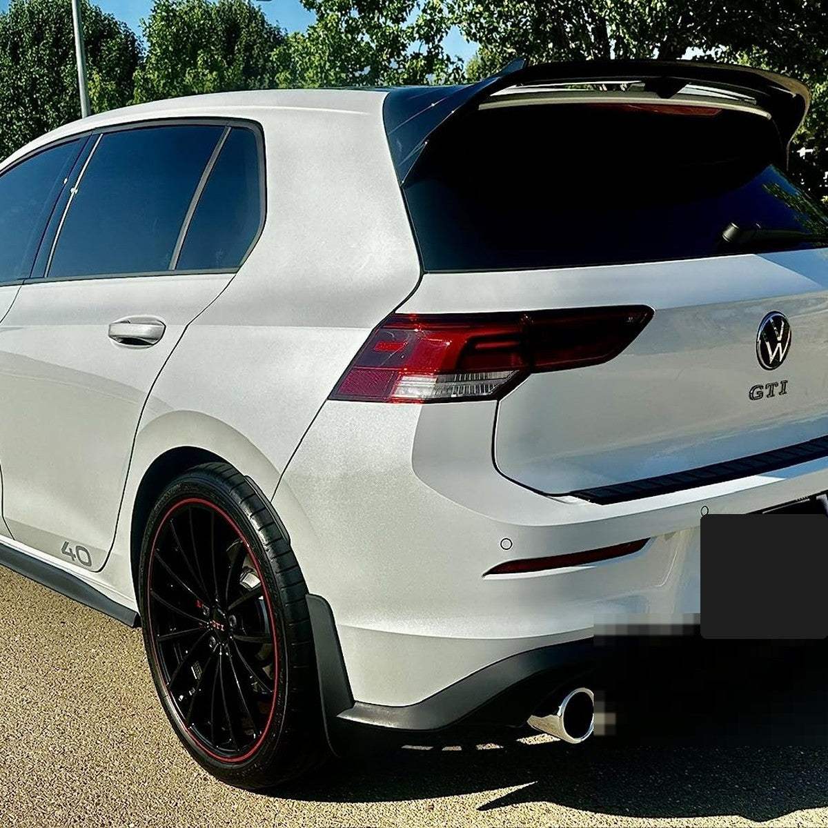 Volkswagen Golf 8 MK8 GTI R ABS rear roof spoiler installed rear side view