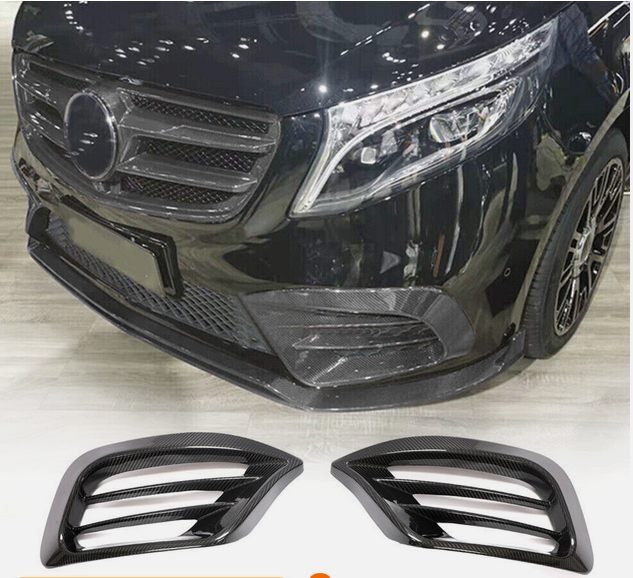 For Mercedes Benz W447 Vito 2020UP Dry Carbon Fiber Front Bumper Fins Air Vent Cover Fins