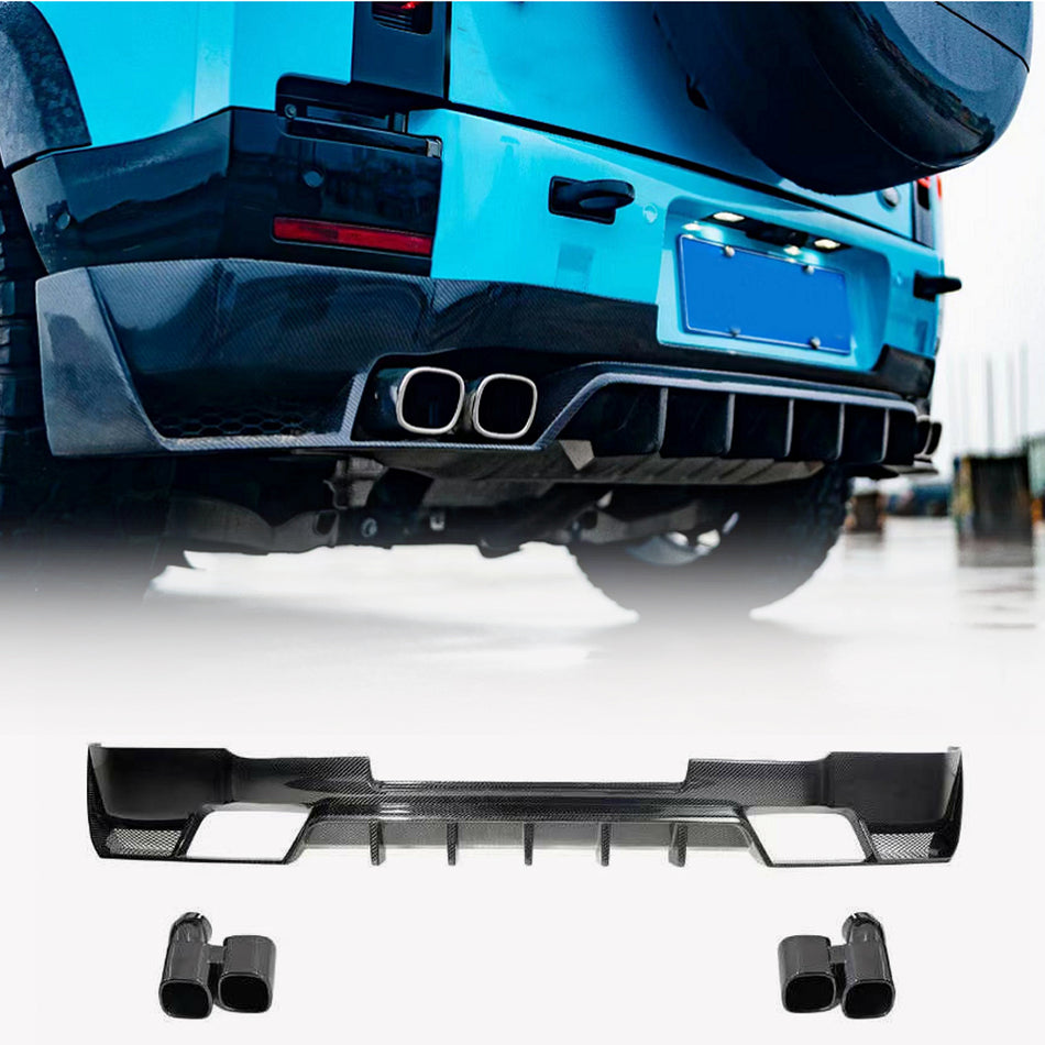 For Land Rover Defender 90/110/130 2020-2023 Carbon Fiber Rear Bumper Diffuser Valance Lip