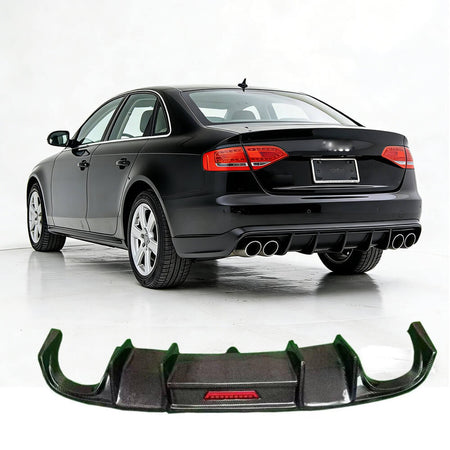 2008–2011 Audi A4 B8 Sedan carbon fiber rear bumper diffuser installed rear view