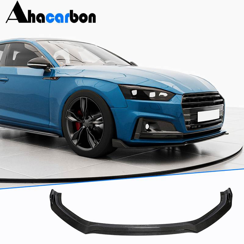 One-piece carbon fiber front lip installed on a 2017–2019 Audi A5 B9 S Line or S5 B9 front bumper