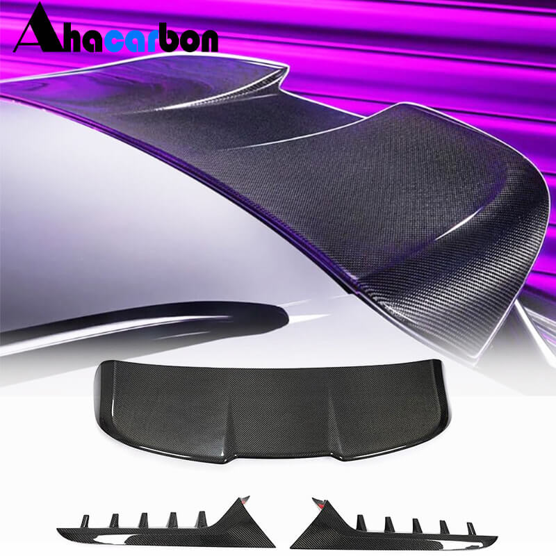2019–2022 Audi RS6 C8 3-piece carbon fiber rear roof spoiler kit with window side fins