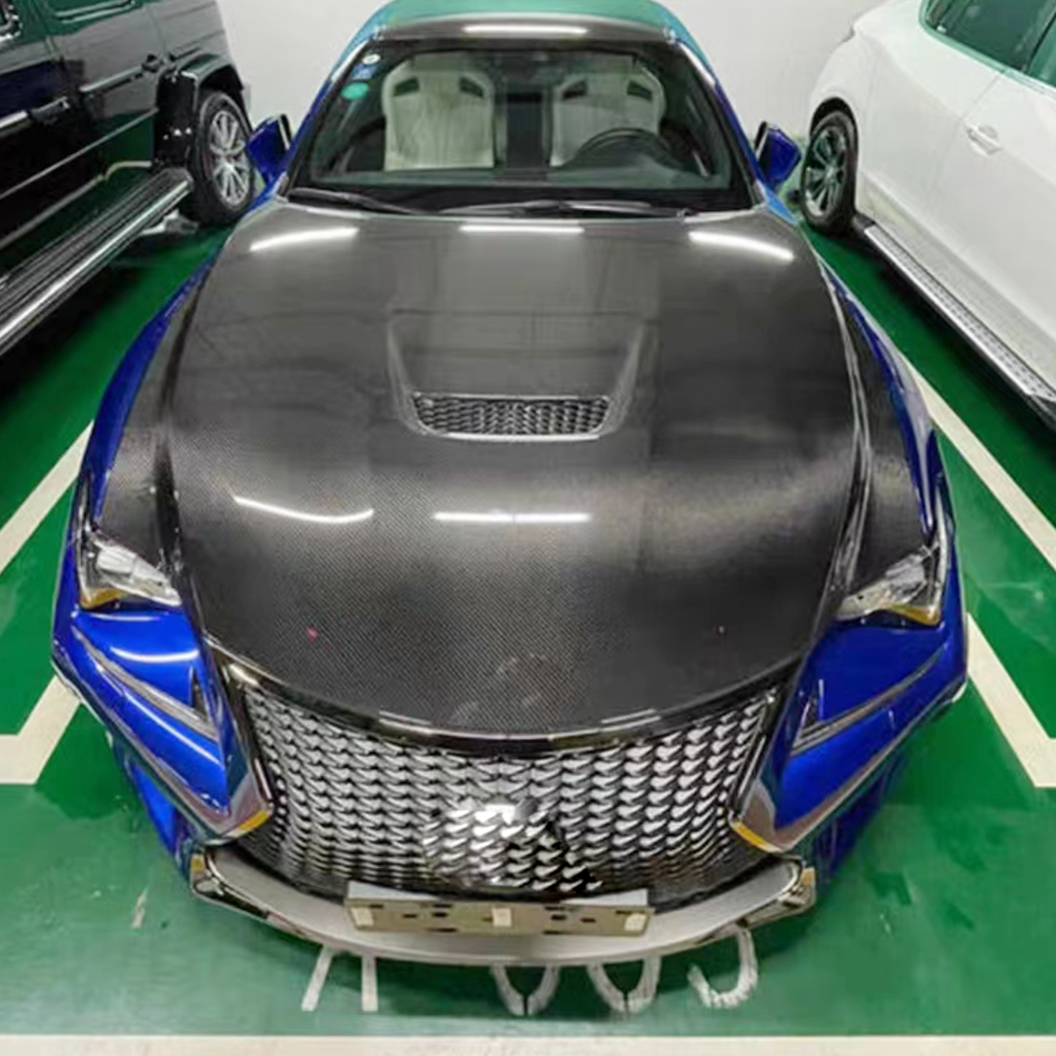 2019 Lexus GS F carbon fiber hood installed on vehicle