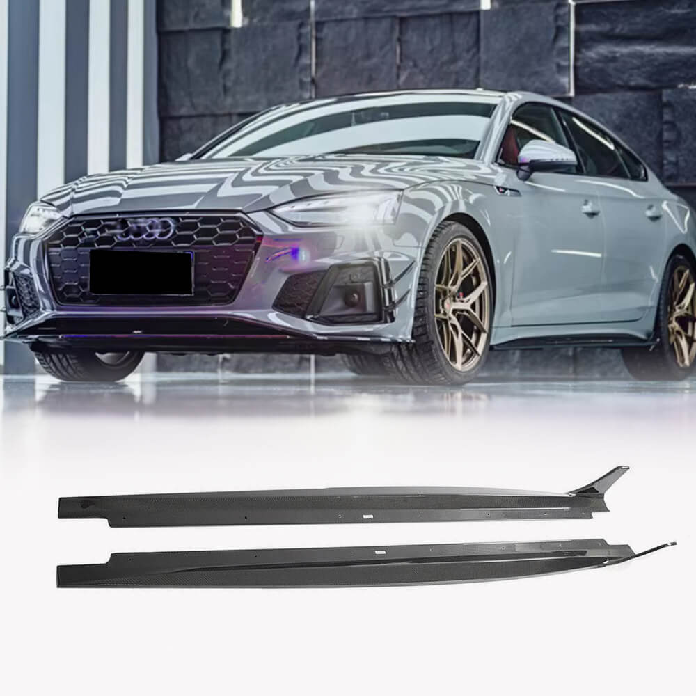 2020–2021 Audi S5 Sportback carbon fiber side skirt extensions with raised rear fins