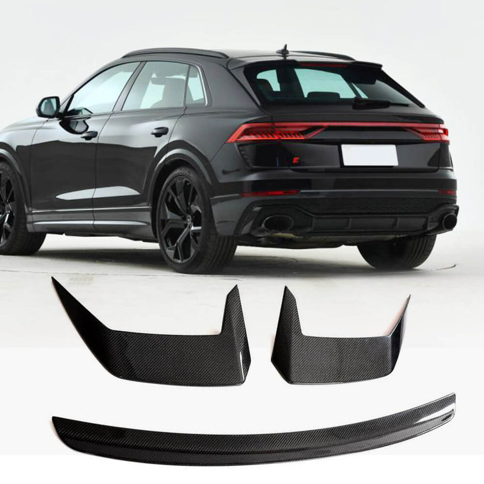 2020–2023 Audi RS Q8 carbon fiber roof spoiler with rear vehicle view