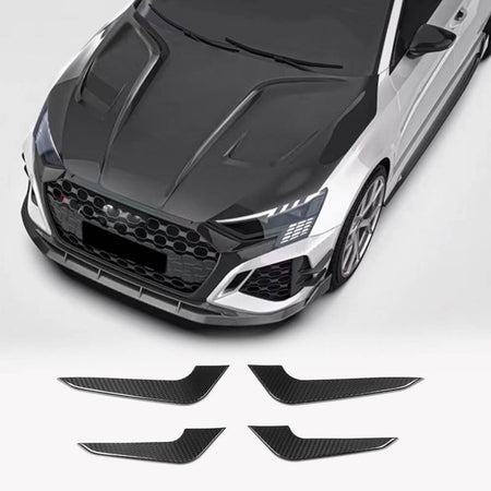 2022–2024 Audi RS3 8Y Sedan and Sportback 4-piece dry carbon fiber front bumper canard set
