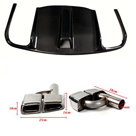 Carbon Fiber Rear Diffuser and Exhaust Tips fits Mercedes 2009-2012