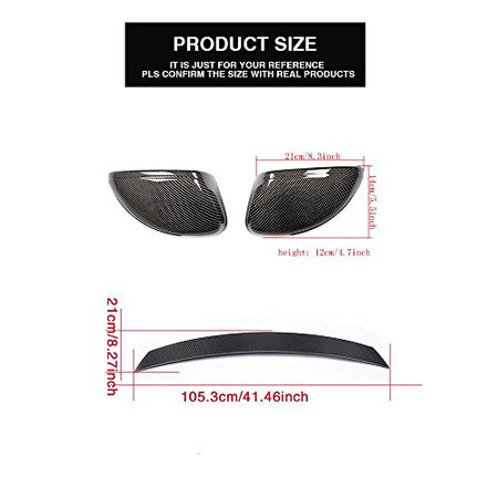 Carbon Fiber Car Mirror Covers Cap and Rear Bumper Spolier 2008-2014
