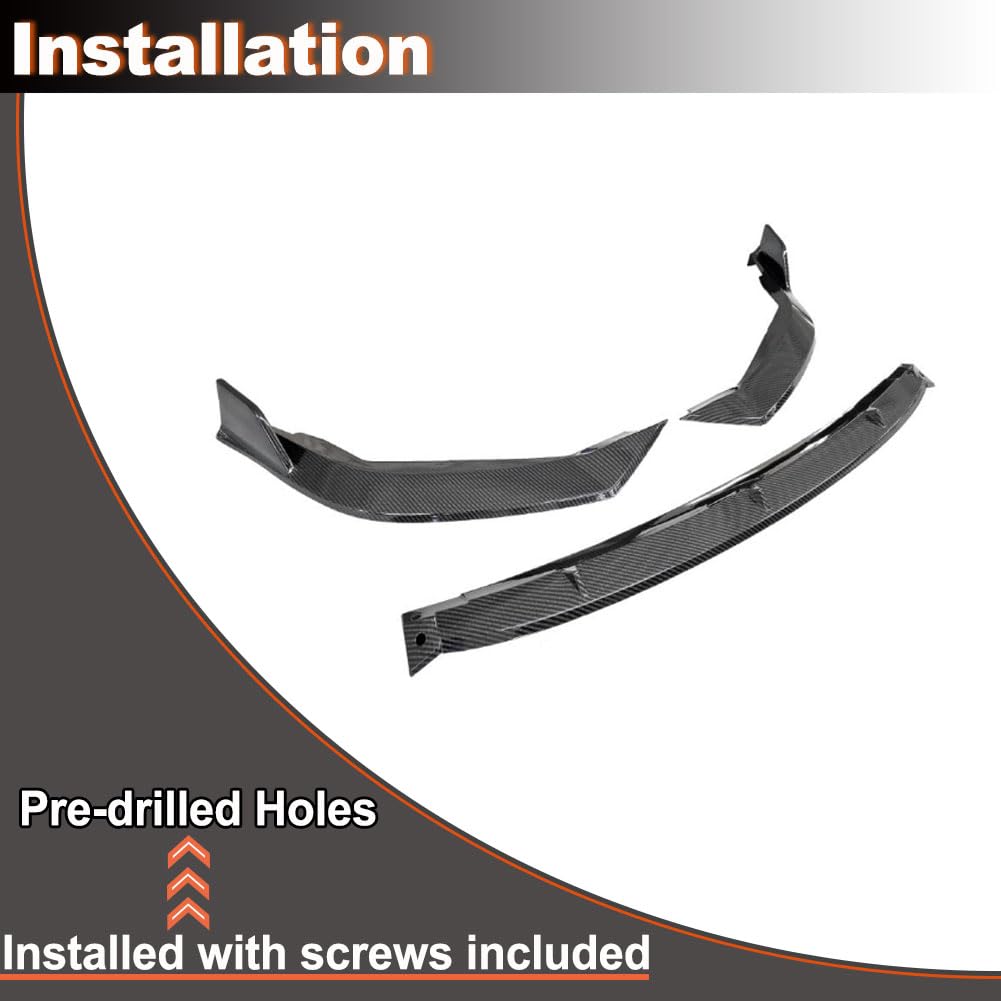 Carbon Look Front Bumper Lip Compatible with Toyota Corolla 4 Door Sedan 2019-2024 ABS Chin Spoiler Splitter Protector Factor