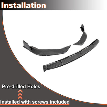 Carbon Look Front Bumper Lip Compatible with Toyota Corolla 4 Door Sedan 2019-2024 ABS Chin Spoiler Splitter Protector Factor