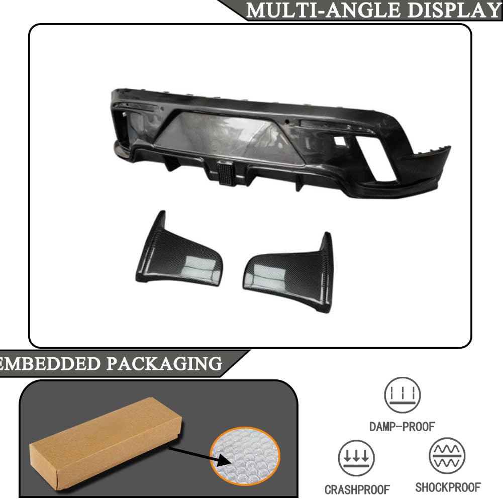 Carbon Fiber Rear Diffuser Compatible with Porsche Taycan Turbo S Sedan 4-Door 2019-2024 Auto Rear Lower Bumper Lip Spoiler B