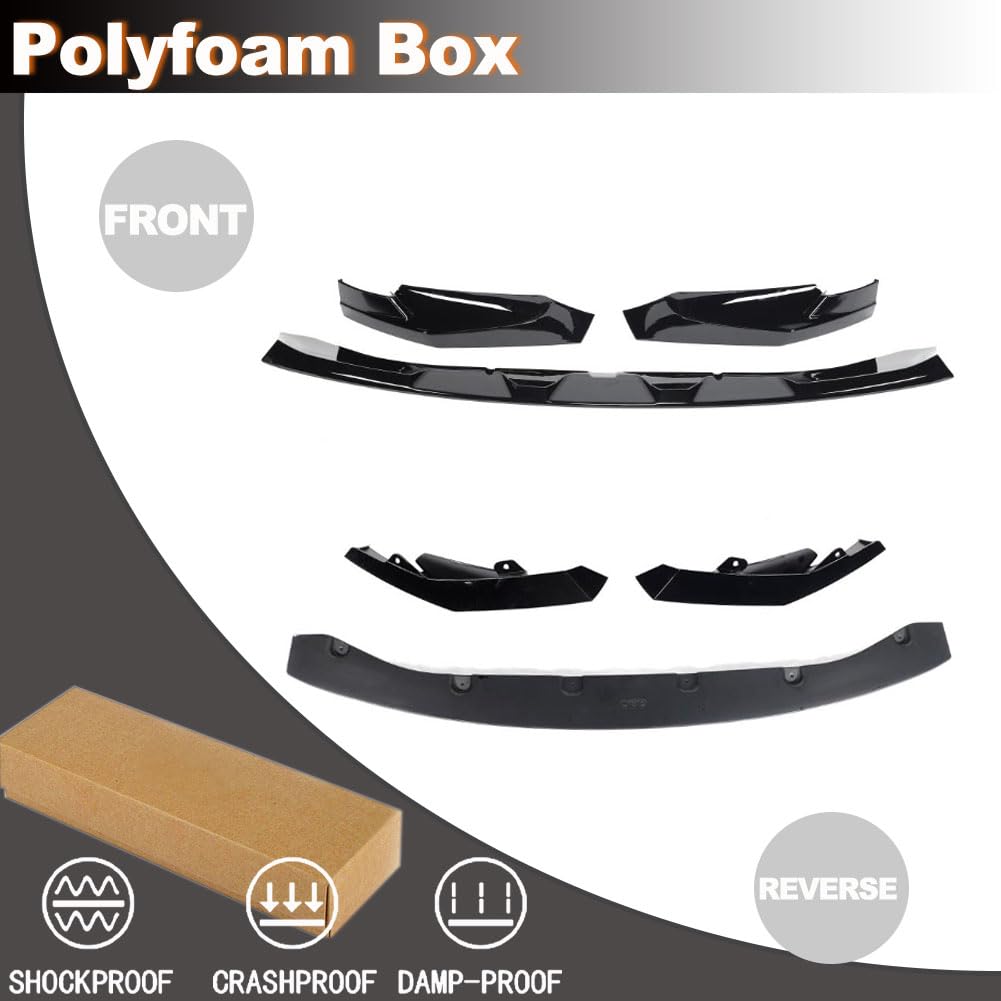 Gloss Black Front Lip Spoiler Compatible with BMW G80 G81 M3 G82 G83 M4 2021-2026 ABS Car Front Splitters Body Kit Trim Prote