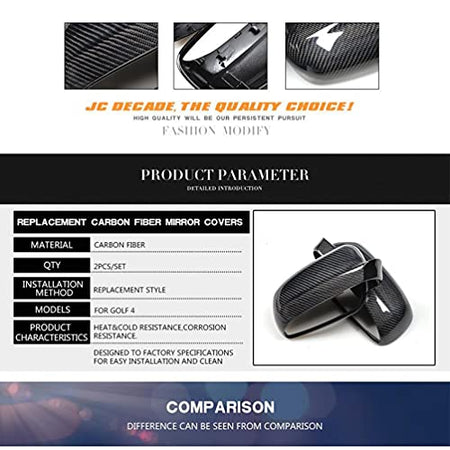 Carbon Fiber Car Mirror Covers for Volkswagen VW Golf 4 IV 1997-2004