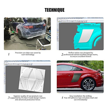 Carbon Fiber Rear Hood Fender Side Door Scoops for Audi TT 2015-2017