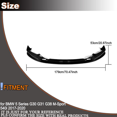 Gloss Black Front Bumper Lip for BMW G30 5 Series G31 G38 M Sport Sedan/Wagon 2017-2020 530i 540i M550i Fiberglass Auto Front