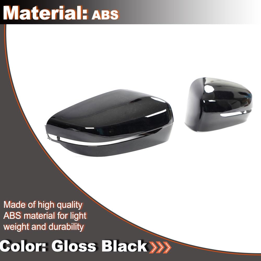 Mirror Cover fits for BMW 5 Series G30 520i 530i 540i M550i Sedan 2017-2019 Gloss Black ABS Replacement Rearview Side Rearvie