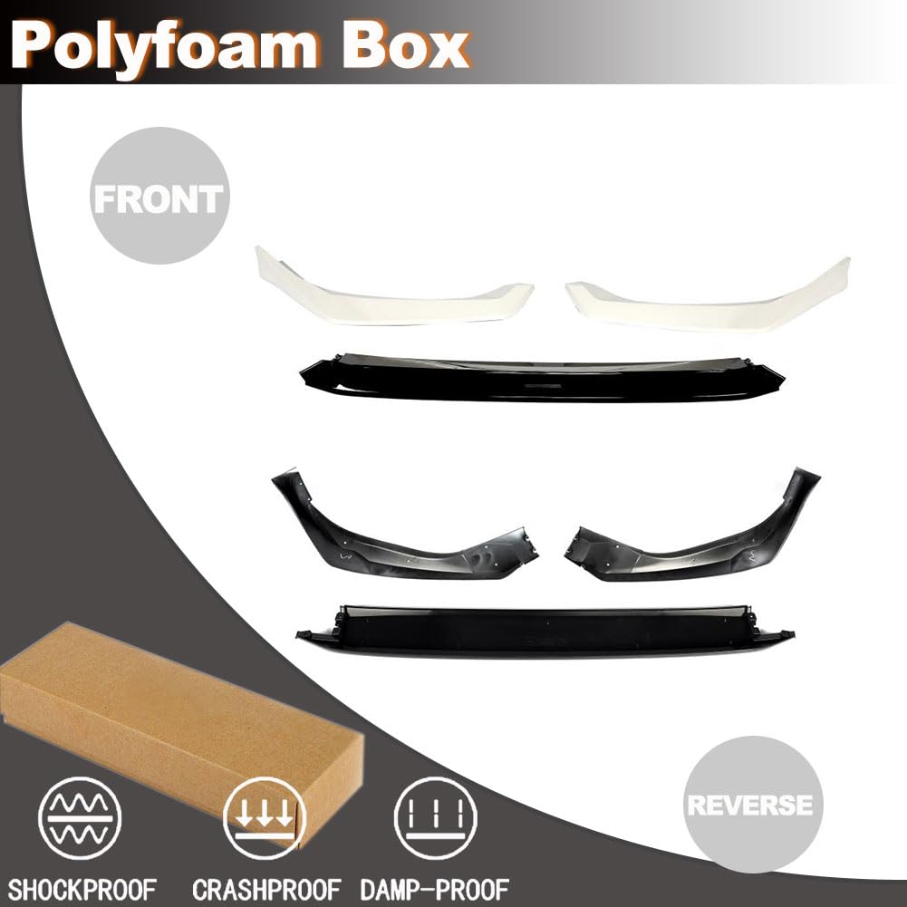 Pearl White Black Front Lip for Honda Civic Sedan & Hatchback 2025 2026 ABS | Air Dam Chin Spoiler Diffuser Guard Protector B