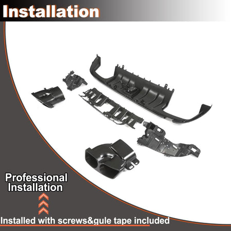 Rear Diffuser for Mercedes Benz C Class W205 C300 C350 C400 Sport C43 C63 AMG Sedan 2015-2021 PP Under Bumper Chin Diffuser L