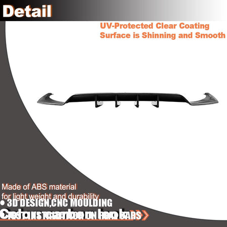 3PCS Carbon Look Rear Bumper Diffuser Lip for Audi Q8 4M Sline 2019-2023 | ABS Lower Spoiler Bumper Guard Body Kit Lightweigh
