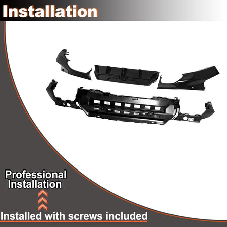 Gloss Black Rear Bumper Diffuser Compatible with BMW 2 Series G42 M Sport 2021-2023 ABS Lower Bumper Lip Spoiler Body Kit Fac