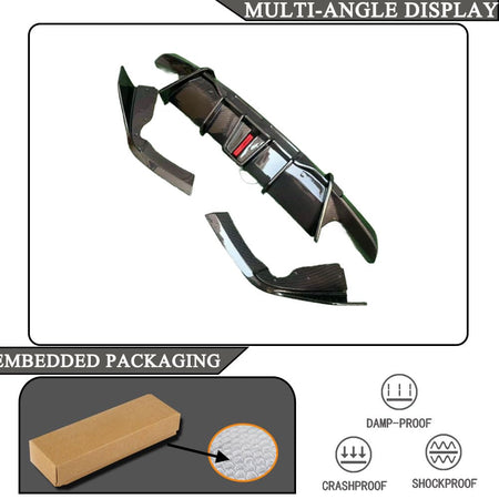 Real Carbon Fiber Rear Bumper Diffuser Compatible with BMW X6M F96 Sport Utility 4-Door 2019-2025 Lower Bumper Lip Diffuser B